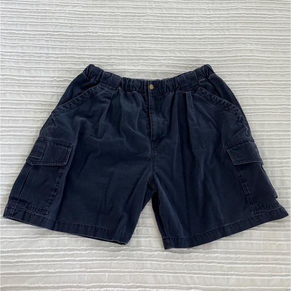 OP Sport XL Navy Cargo Shorts Elastic Waist Zip And Button Closure - Picture 1 of 4